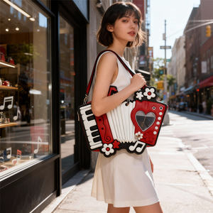 Vintage Accordion Ita <b>Bag</b> Heart Display Window <b>Crossbody</b> for Music Lovers Kawaii Fashion Fans - Product Image 4