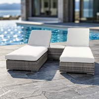 Chaise longue Audu, la plus tendance, moderne et contemporaine, en résine et rotin, pour piscine, extérieur, hôtel et jardin