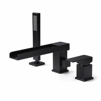 Robinet de baignoire cascade en acier inoxydable 304, finition or rose brossé, design moderne, avec douchette à main, double poignée carrée, vente en gros
