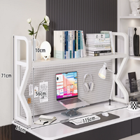 Étagère de rangement de bureau, bibliothèque en fer multi-niveaux avec panneau perforé pour bureau et table d'ordinateur