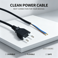Cable de Cobre con Extremos Desnudos H05VVH2-F de Fabricante OEM, 250V 2.5A, Cable de Alimentación con Enchufe Europeo, Cable de Alimentación de CA Europeo