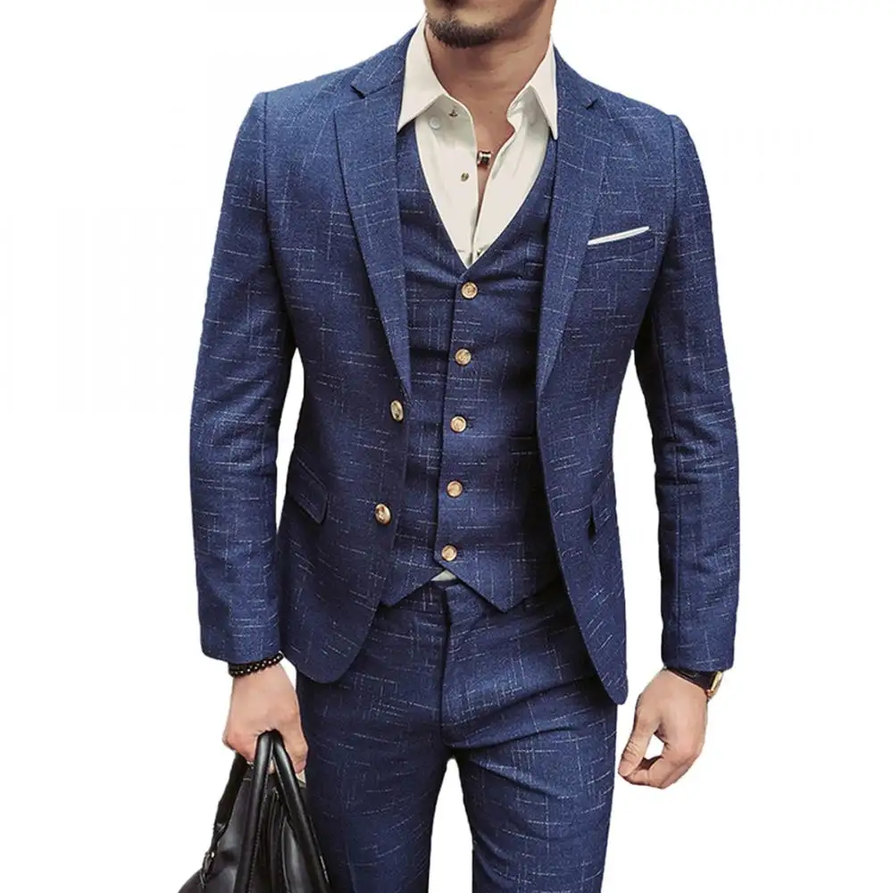दूल्हा शादी सूट स्पैन्डेक्स प्लस आकार पुरुषों व्यापार mens सूट 3 टुकड़ा स्लिम फिट पॉलिएस्टर बनियान पैंट कोट 234387