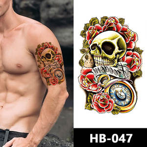 Tatuaje adhesivo sin dolor con diseño de Calavera, <span class=keywords><strong>tatuajes</strong></span> personalizados impermeables de medio brazo y espalda - Product Image 3