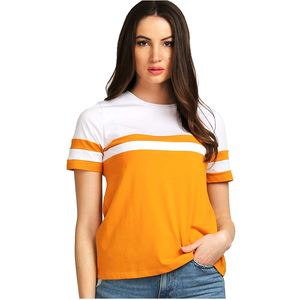 Best Quality O-Neck Casual <b>T</b>-<b>Shirt</b> for Women Custom <b>White</b> Green Color Contrast Short <b>Sleeves</b> Logo Direct Bangladesh Available - Product Image 3