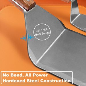 Set di 4 Utensili per Barbecue con Bordi Smussati e Manico in Legno, Spatole per Griglia e Spatole in Metallo - Product Image 4