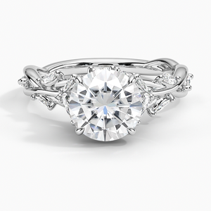 Tree Bark Thiết Kế Bất Trắng 14K Vàng Nhẫn Marquise Cắt Kim Cương Và Vòng Cắt Moissanite Nhẫn - Product Image 1