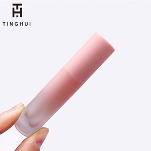 Vente flash - Emballage personnalisé pour gloss à lèvres avec logo, tube de gloss à lèvres rond rose et vert dégradé avec pinceau - Product Image 5