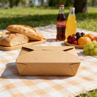 Boîtes alimentaires jetables en papier kraft biodégradable avec laminage mat et gaufrage – Fournitures personnalisées pour la restauration à emporter