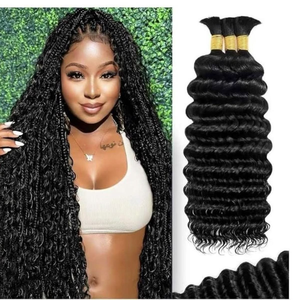 Extensiones de Cabello Virgen de Grado 10A, 100% Cabello Humano para Trenzas, Cabello Brasileño con Doble Trama, Sin Procesar, Rizado, Negro, para Mujer - Product Image 4
