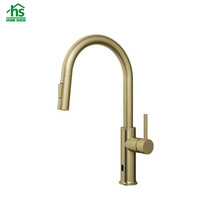 Meilleure vente robinet de cuisine à poignée unique à montage sur pont noir mat capteur sans contact en acier inoxydable 304 fonction eau chaude et froide