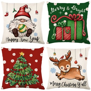 Modern Christmas 45 CM Polyester Knitted Santa Claus Elk Design Hand-Painted Sofa <strong>Cushion</strong> Pillow <strong>Cover</strong> <strong>Without</strong> Insert - Product Image 1