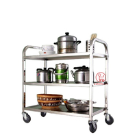 Chariot de buffet Jasonlon à 3 niveaux en acier inoxydable SS201, capacité de 50 kg, certifié LFGB, pour le service alimentaire, argenté, 0,6/0,8/1,0 mm