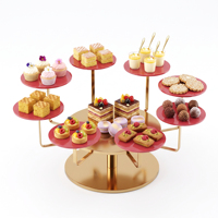 Support à gâteau de mariage en acier inoxydable + acrylique, couleur or rose, pour usage commercial dans les restaurants, hôtels, traiteurs et buffets