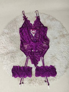 Hot Ladies Lace Dessous Einteilige verstellbare Träger G-String Sexy Bodysuit Lace Korsett Dessous Set für Frauen - Product Image 5