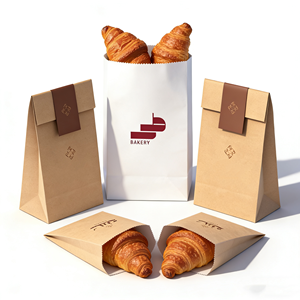 Sacs en papier kraft écologiques personnalisés avec logo, vente en gros d'usine, sacs à emporter marron et sacs de courses noirs, sacs en papier blancs pour aliments - Product Image 4