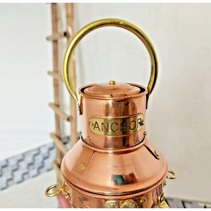 Alfa Nautical Gold <b>Copper</b> Brass Oil Lamp <b>Lantern</b> 10 Inch Decorative Home Lighting Coastal Style Industrial Design - Product Image 4