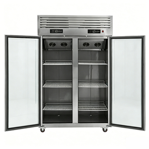 Réfrigérateur vitrine à double porte en verre avec refroidissement par air en acier inoxydable pour pâtisserie, boulangerie, congélateur commercial - Product Image 3
