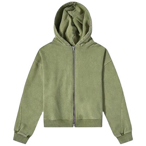 Sudadera con capucha para hombre de alta calidad, 100% algodón Pima orgánico peinado, con logotipo personalizado del fabricante, estilo vintage, con efecto desgastado y lavado Monkey Wash, con cremallera. - Product Image 4