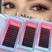 Extensions de cils Neelash personnalisables, sans logo, ultra-fines 0.07C 0.07D, noir mat, brun, forme W, en soie cachemire, faites à la main, sans cruauté animale