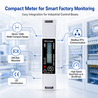 Medidor de Energía Inteligente para Riel DIN, Monofásico, con Modbus RTU 38400bps, Certificación CE, Diseño Compacto de 18mm 1DIN