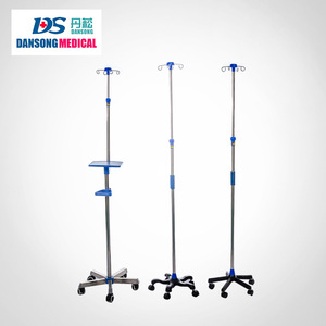 Soporte telescópico para suero intravenoso Dansong Medical, de acero inoxidable, portátil, con ruedas, para uso doméstico y hospitalario. - Product Image 1