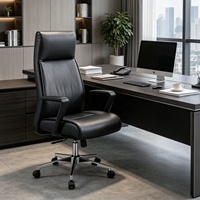 Chaise de bureau ergonomique pivotante en cuir moderne pour cadres, réglable en hauteur, pour ordinateur et tâches de bureau, idéale pour les salles de réunion