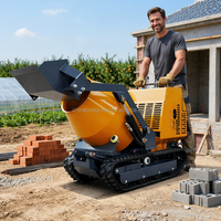 Mini Bétonnière 300L Autochargeante sur Chenilles, Mini Dumper Portable Automatique sur Chenilles, Malaxeur à Ciment Mobile