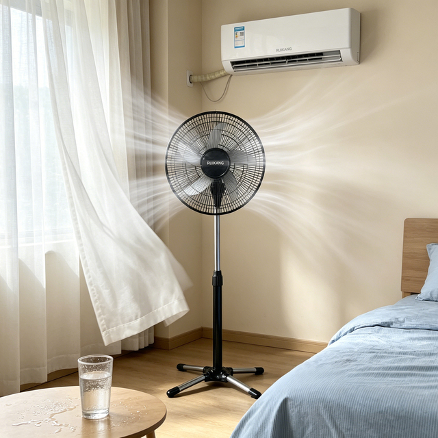 16 Inch Portable Oscillating Pedestal Fan Remote Control Adjustable Height Plastic Construction for Household Commercial Use
