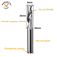 Warrior's 6mm Shank CNC Carbide Spiral Bits Fraise en aluminium à cannelure unique pour la coupe d'aluminium ODM OEM personnalisé