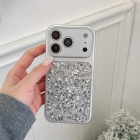 Coque de protection antichoc tendance et avancée avec bordure argentée à paillettes colorées pour iPhone 17 16 15 14 Pro Max