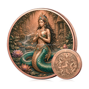 Moneta Commemorativa 3D in Rilievo con <span class=keywords><strong>Creature</strong></span> <span class=keywords><strong>Mitiche</strong></span>: Unicorno, Grifone, Naga, Sirena, Drago, Fenice - Moneta in Rame Puro da 5 once - Product Image 1