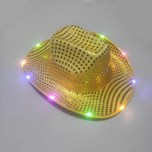 Chapeau de cowboy LED qui brille dans le noir, bord à paillettes, rave, festival de <span class=keywords><strong>musique</strong></span>, boîte de nuit, <span class=keywords><strong>danse</strong></span>, marche, course à pied, sécurité en plein air, plaisir pour adultes et enfants - Product Image 1