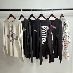 Coton de haute qualité sur la taille T-shirt hommes Streetwear Hop lettre Graffiti imprimé Saint <span class=keywords><strong>Michael</strong></span> T-Shirt à manches longues - Product Image 3