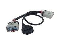 RP1226 14Pin Splitter Y Cable RP1226 Male ke RP1226 14Pin Female ke OBD2 16Pin Female untuk Alat Diagnostik ELD Truk Berat.