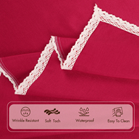 Nappe ronde en polyester imitation lin personnalisée avec bordure en dentelle, imperméable, résistante aux taches, anti-rétrécissement et lavable