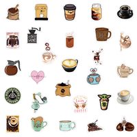 Pegatinas de café con dibujos de grafiti para portátil, decoración del hogar, pegatina personalizada de PVC, taza de agua, 50 Uds.