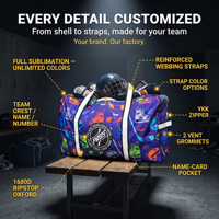 Sac d'équipement de hockey personnalisé unisexe, entièrement sublimé, en Oxford Ripstop 1680D, impression intégrale, logo OEM