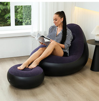 Canapé sectionnel gonflable moderne en deux parties avec repose-pieds, nouveau design macaron, canapé pouf pliable en tissu confortable