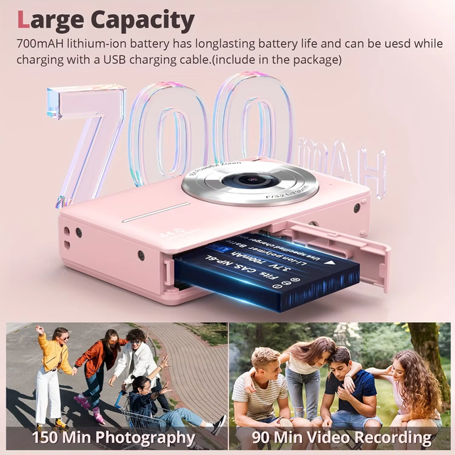 Compact Digital Camera CMOS Sensor FHD 1080P 44MP 2.4" LCD Screen Anti-shake Cheap Portable Rechargeable SD 7.1x-16x Optical