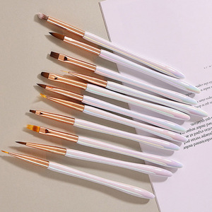 White Gold Nail Art Brush Set Light Therapy Painting Liner Detail Drawing <b>Builder</b> Gel French Crystal Carving Pen Manicure Brush - Product Image 6