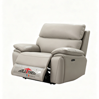 Fauteuil inclinable en cuir véritable grand format, ergonomique, avec appuie-tête réglable, commandé par bouton, moderne, relaxant, pour home cinéma, avec port USB de charge