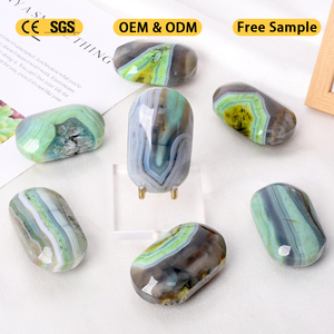 Piedra de Ágata Verde Pulida Plana de Venta Caliente para Sanación Natural, Piedra de Palma de Cristal para Decoración - Product Image 5