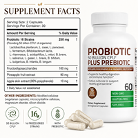 Capsules de probiotiques OEM 50 milliards d'UFC 16 souches plus prébiotiques pour la santé digestive et le soutien immunitaire