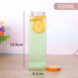 Botella cuadrada PET desechable de 500ml al por mayor con serigrafía para jugo de té de la leche Agua Mineral tapa de rosca transparente - Product Image 6