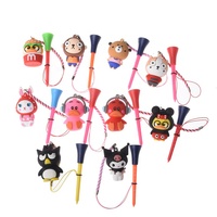 T-shirts de golf de couleurs mélangées incassables faciles à trouver et à ramasser accessoire de golf T-shirt de golf portable en caoutchouc avec pendentif de dessin animé