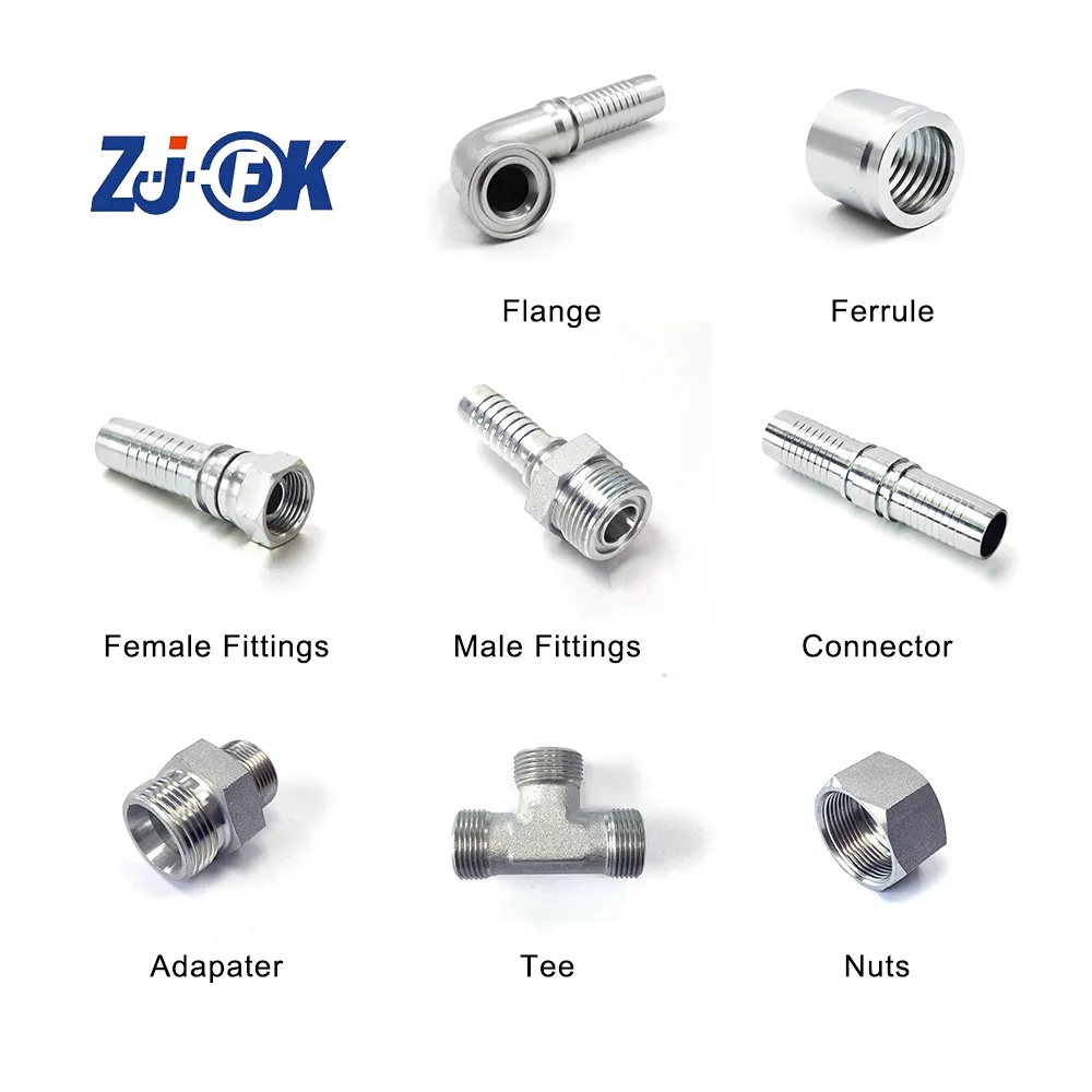zhuji feike cnc jic hydraulic hose ferrule and fittings for oil pressing customized zinc galvanized hydraulic fittings
