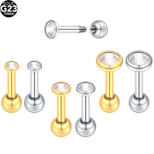 Lingchee ASTM F136 Piercings en titane pour cartilage, labret et nez, avec zircon serti, bijoux de corps - Product Image 1