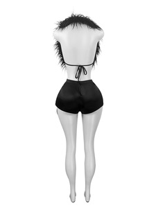 Conjunto de Dos Piezas Casual de Verano para Mujer, Pantalones Cortos Sexys con Tirantes en el Cuello, Ajustados hasta la Rodilla, de Tela Sólida para Discotecas - Product Image 6