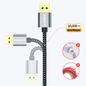Factory Wholesale SUNGUY Nylon Braided Type 5Gbps High Speed <b>USB</b> Data <b>Charging</b> <b>Cable</b> <b>cable</b> de carga cavo di ricarica - Product Image 4