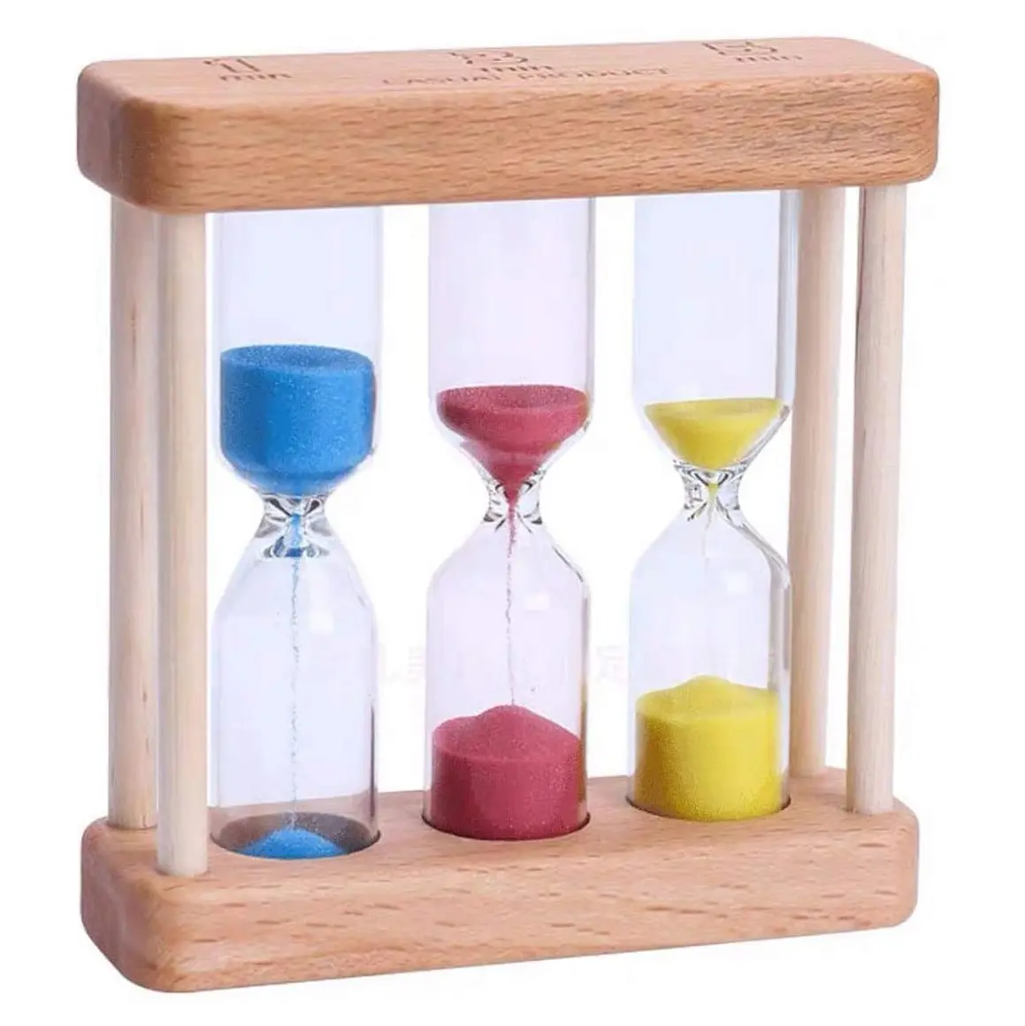 Hot sale mini wooden customized hourglass wood frame hourglass 3 in 1 sand timer hour glass for tea timer